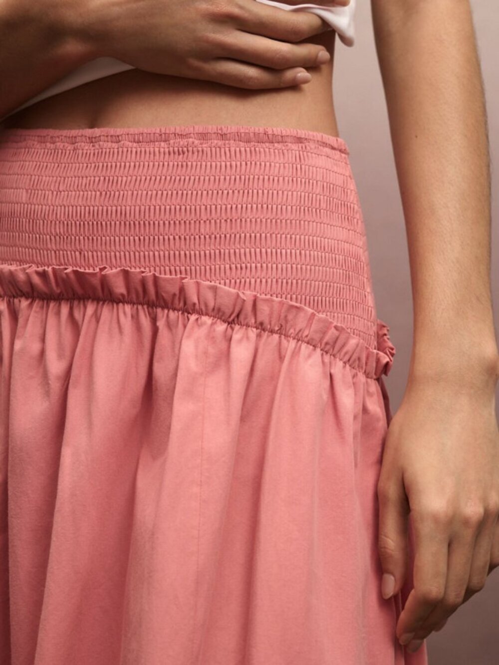 Anthropologie Pink Smocked Yoke Maxi Skirt Size Small 36797 - Picture 3 of 8
